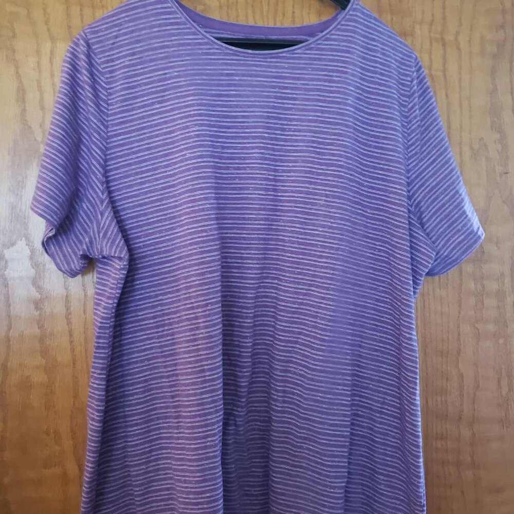 Croft & Barrow Purple Striped Classic Tee Women’s Plus 1X